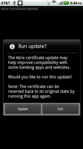 Motorola Atrix Banking App Fix