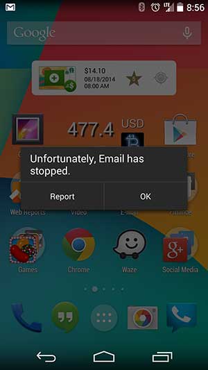 Nexus 5 unfortunately email has stopped fix